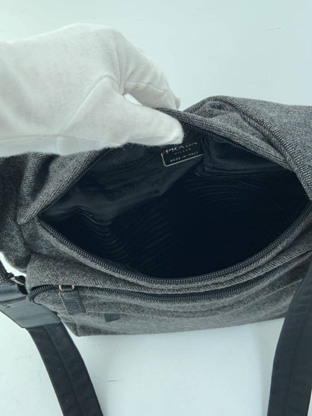 Prada Wool Shoulder Bag Gray - Picture 6 of 9